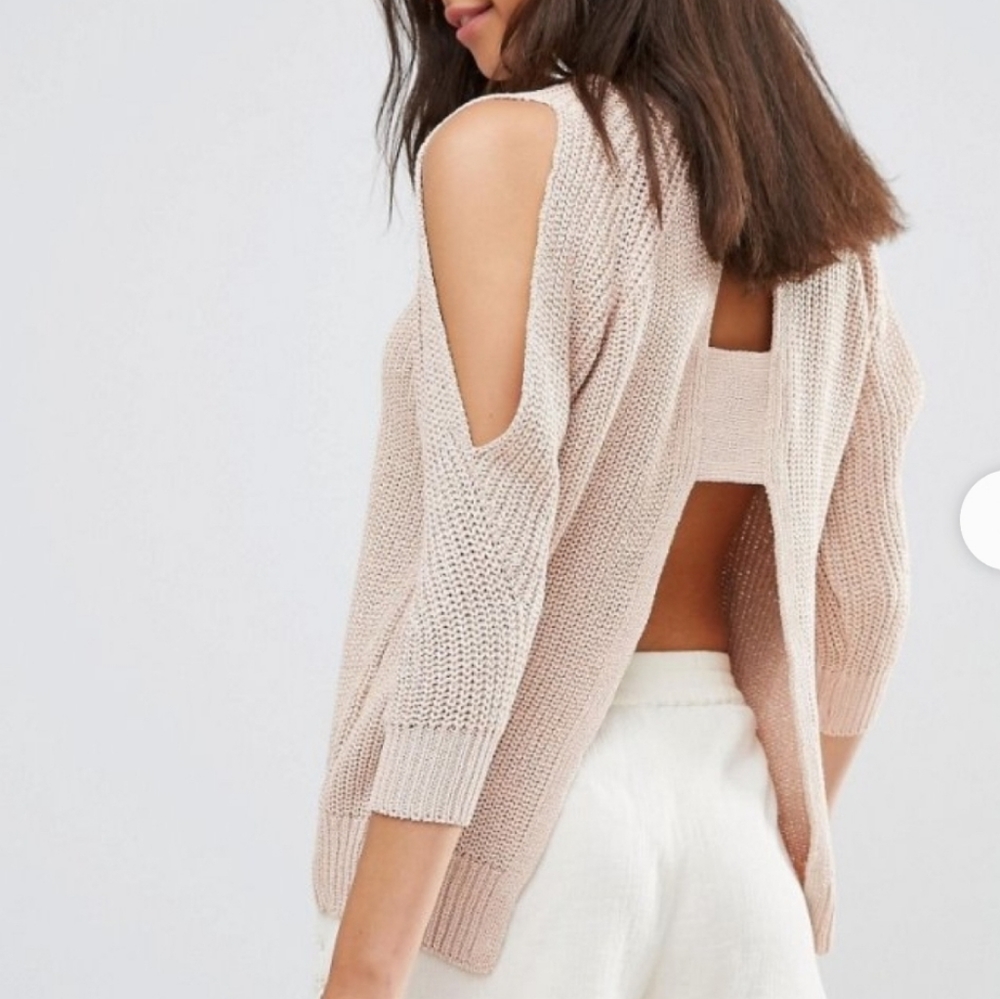 River island 3/4 sleeve cold shoulder sweater